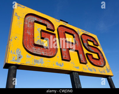 An antique, vintage gas sign on route 66 Stock Photo