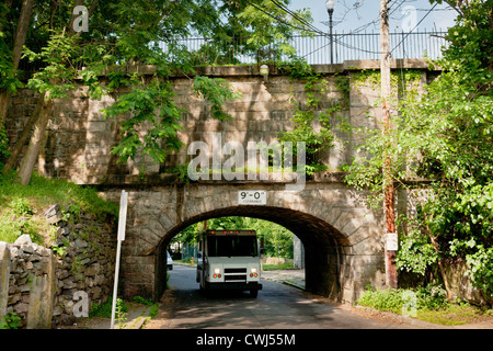 Part of double arch weir on Old Croton Aqueduct, Ossining, New York, Hudson Valley Stock Photo