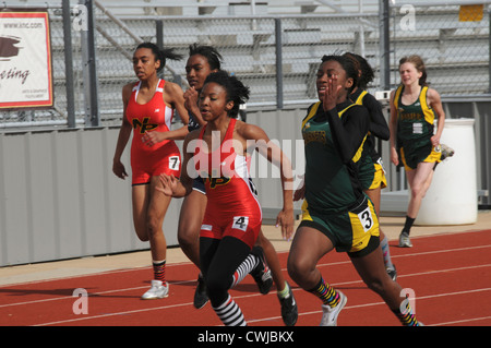 A High School Girls Track And Field Scale The Finish Line Stock Photo Alamy