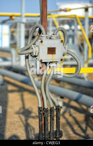 device, dirty, electric, electrical, electricity, energy, equipment, industrial, industry, metal, old, outdoor, pipe, power, sup Stock Photo