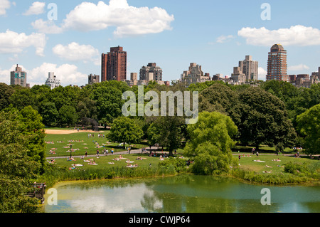 Lake Central Park New York City background Upper West Side Manhattan United States Stock Photo