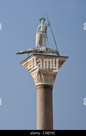 The statue of St Theodore on the western column in St Mark's Square ...