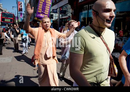 Followers of Hare Krishna promoting their faith in London, UK. Stock Photo