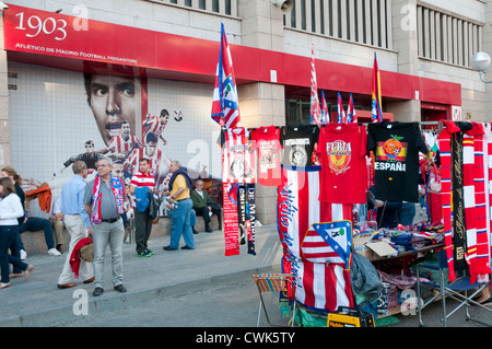 Atmosphere before the Atletico de Madrid-Hercules football match. Vicente Calderon stadium, Madrid, Spain. Stock Photo