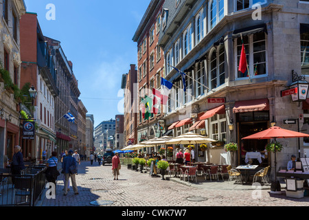 Bars, Cafes and Restaurants along Rue St Paul, Montreal, Quebec, Canada Stock Photo