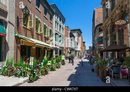 Bars, Cafes and Restaurants along Rue St Paul, Montreal, Quebec, Canada Stock Photo