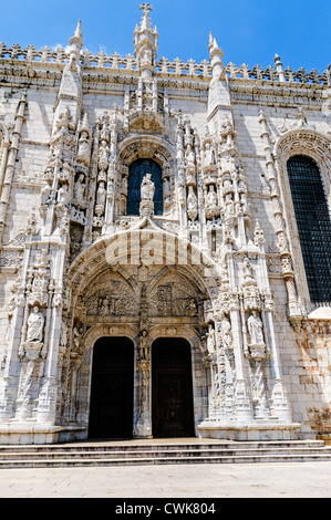 The large South Portal designed by Juan de Castilho is a magnificently ornate side entrance to the  Monastery of St. Jerome Stock Photo