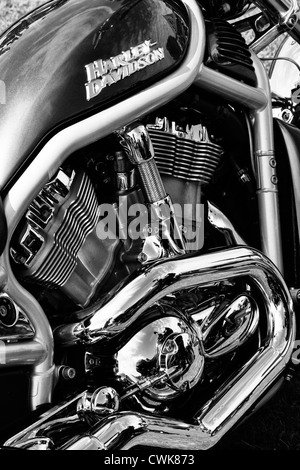 Harley Davidson V Rod motorcycle. Monochrome Stock Photo