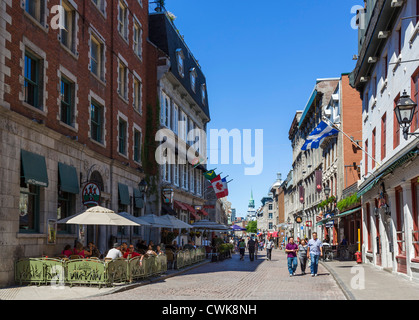 Bars, cafes, restaurants and shops along Rue St Paul, Vieux Montreal, Montreal, Quebec, Canada Stock Photo