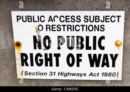 No public right of way sign (Section 31 Highways Act 1980) sign. Stock Photo