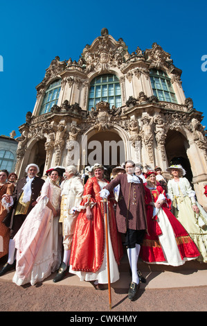 Actors in period dress at the Zwinger Palace Dresden, Germany. Stock Photo