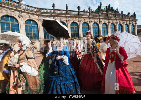 Actors in period dress at the Zwinger Palace Dresden, Germany. Stock Photo