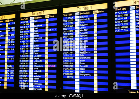 Hong kong airport, departure board Stock Photo
