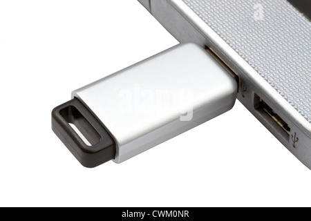 USB Flash Drive and laptop isolated on white Stock Photo