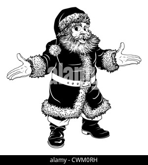 Illustration of a black and white Christmas Santa Claus Stock Photo