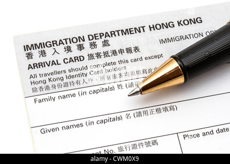 Hong Kong Immigration Department Arrival Card Stock Photo 66631360 Alamy   Hk Immegration Department Arrival Card Cwm0x9 