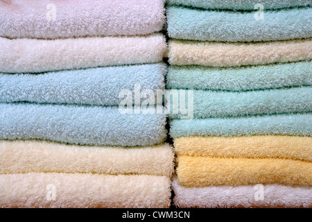 multicolored folded terry towels Stock Photo