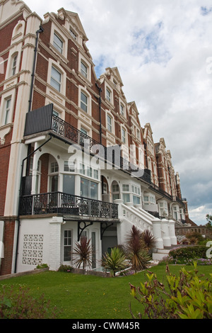 Terrace of Victorian style multi storey beachfront houses, Bexhill Stock Photo
