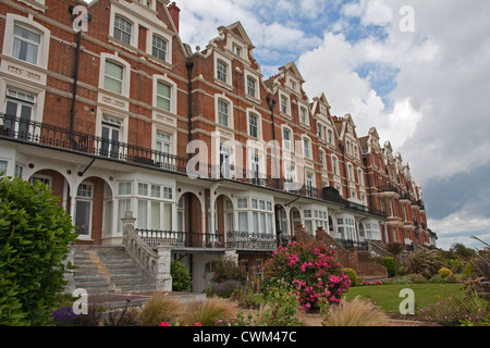 Terrace of Victorian style multi storey beachfront houses, Bexhill Stock Photo