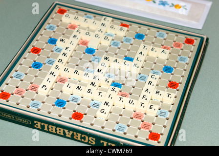 Surrey Federation of WIs spell out the advantages of membership with the help of a travel scrabble board. Stock Photo