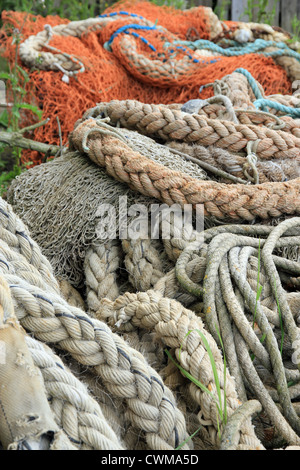 fishermen's ropes and fishing nets at Southwold harbour Suffolk England UK Stock Photo