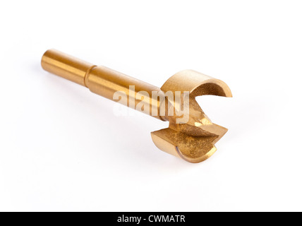Forstner drill bits used for drilling hole in wood Stock Photo