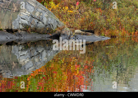 Autumn reflections in Fairbank Creek, Greater Sudbury, Ontario, Canada Stock Photo