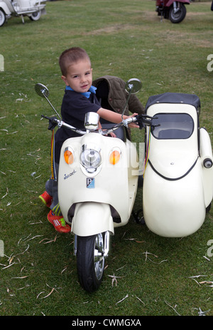 Childs Toy Model Vespa Scooter with Sidecar Stock Photo