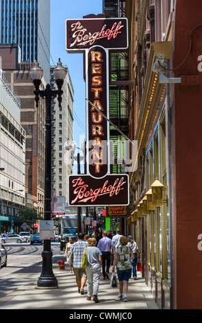The Berghoff Restaurant on West Adams Street, The Loop district, Chicago, Illinois, USA Stock Photo