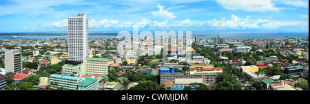 Panorama of Cebu city. Cebu is the Philippines second most significant metropolitan centre and main domestic shipping port. Stock Photo