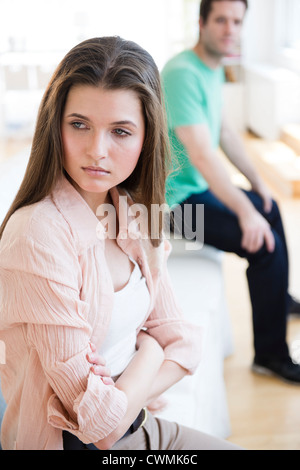 USA, New Jersey, Jersey City, Young couple undergoing relationship difficulties Stock Photo