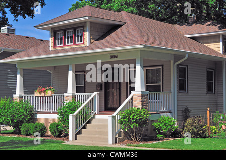 USA Illinois Chicago An Arts & Crafts bungalow-styled home, circa 1924. Stock Photo