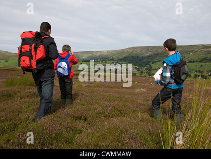 Redmire and Grinton Moors to Reeth in the North Yorkshire Dales, Richmondshire, UK Stock Photo