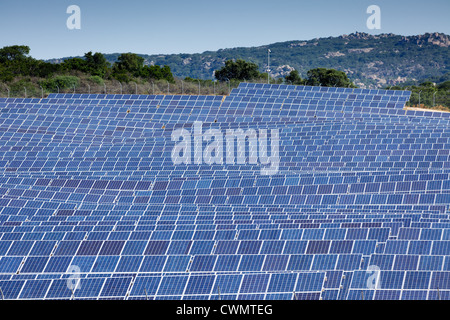 large blue solar panel field in France Stock Photo