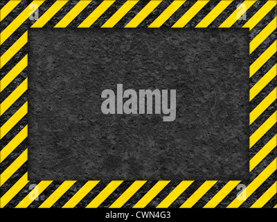 Grunge Black and Yellow Surface as Warning or Danger Frame, Old Metal Textured Stock Photo