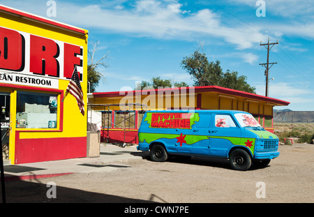 A customized van to look like the Mystery Machine from the cartoon series 'Scooby Doo'. Stock Photo