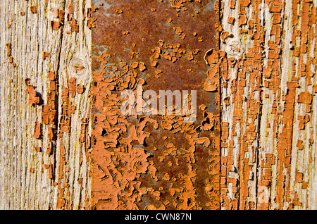 old painted wooden door background and texture Stock Photo