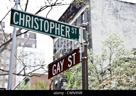 NYC: The Gay Street sign at the corner of Christopher Street in the