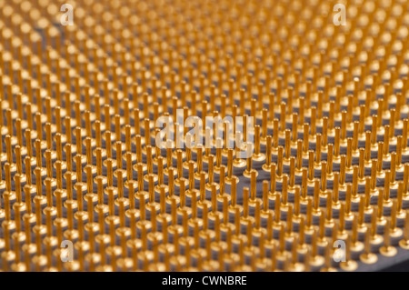 Underside view of a modern CPU computer chip or central processing unit Stock Photo