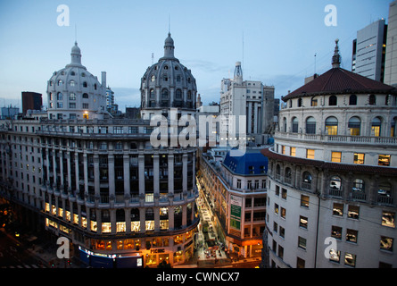 View over Calle Florida and 19th century buildings, Buenos Aires, Argentina. Stock Photo