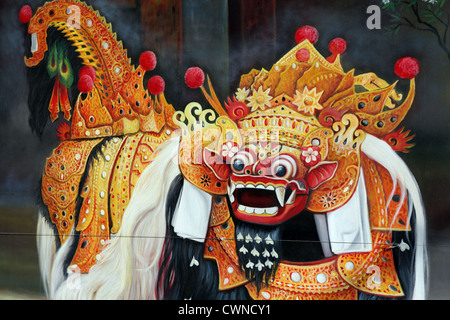 Barong mural in Bali. Stock Photo