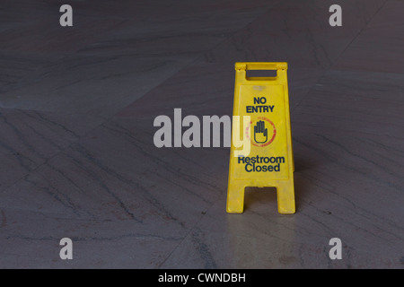 No Entry - Restroom Closed floor sign Stock Photo