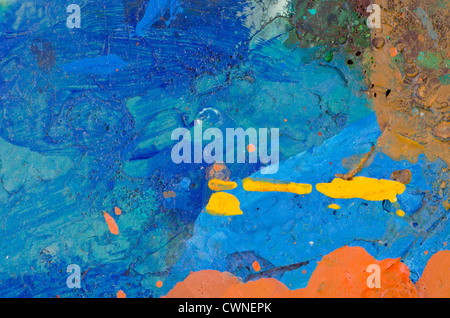 painters palette colorful and grunge background Stock Photo