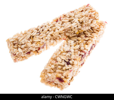 Two isolated Muesli Bars on white background Stock Photo