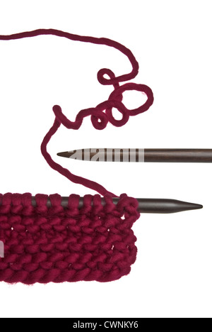 Knitting needles and wool, isolated on 100% white background Stock Photo