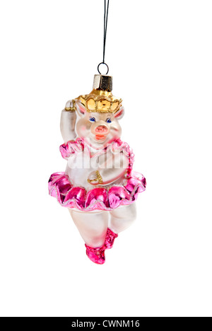 Pig, Christmas ornament, Christmas tree decorations, isolated on 100% white background Stock Photo