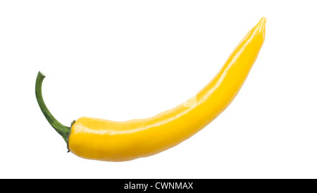 Yellow chili pepper, isolated on 100% white background Stock Photo