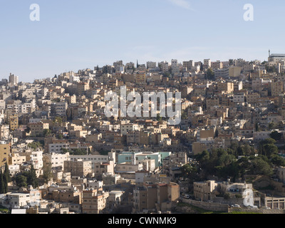 Panorama of houses in Amman Jordan seen from the citadel Stock Photo