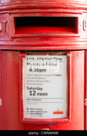 Royal mail post box with collection times Stock Photo