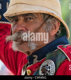 Victorian Scotsman Leonard Davidson in uniform at a Civil War Reenactment on 9/2/2012 in Huntington Beach, California. Stock Photo